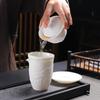 White Porcelain Kung Fu Tea Set White Jade Relief Tureen Ceramic Business Gift Simple Portable Dragon and Phoenix Cups Gaiwan