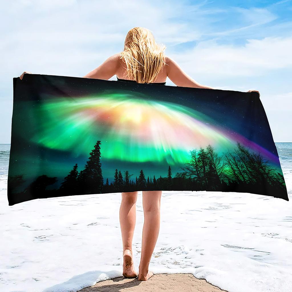 Aurora Printing Series Seaside Vacation Beach Towel Swimming Bath Towel Microfiber Sports Towel