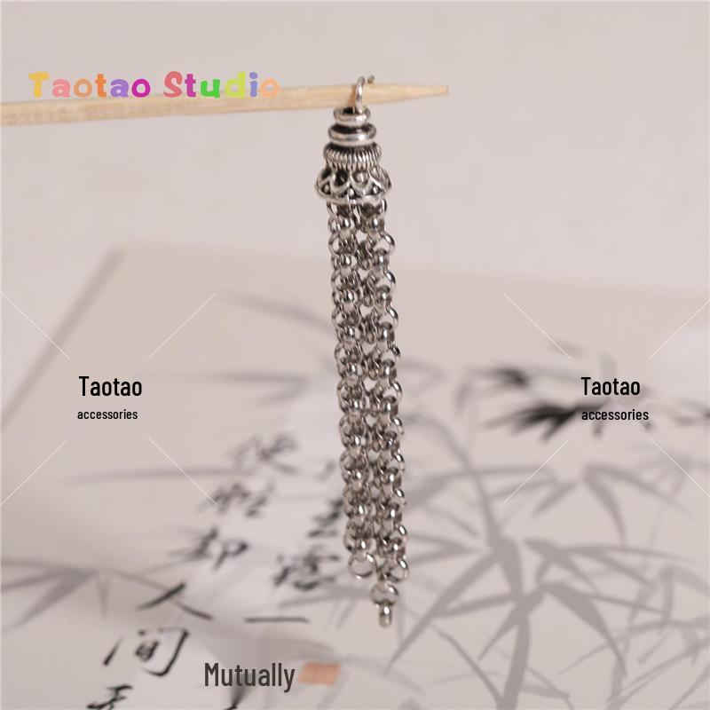 Three-Way Tassel Dangle Pendant Antique Silver Crystal DIY Bracelet Necklace Accessories