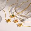 Fivepointed Star Zircon Necklace With Stainless Steel Chain For Daily Wear Women