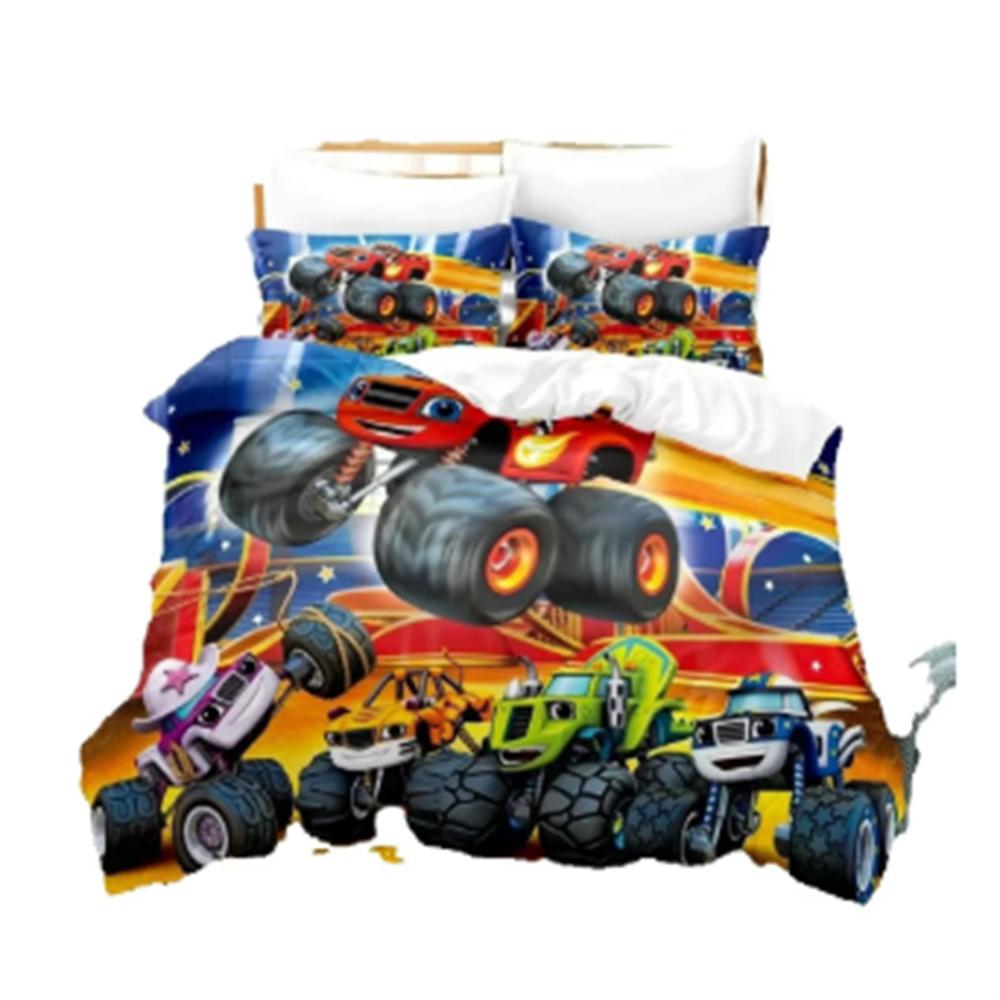 new Blaze Cartoon Monster Machines Bedding Set,Duvet Cover Bed Set Quilt Cover Pillowcase,King Queen Twin Size Boys Girls Adults