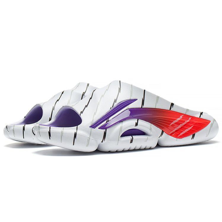 Li Ning Flash 8 Breathable Wear-Resistant Non-Slip Silent Slide Sandals Men Sandals White Purple Red ABTS009-5
