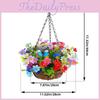 Synthetic Flower Hanging Basket With Silk Flowers For Housewarming Decor And Living Space Styling