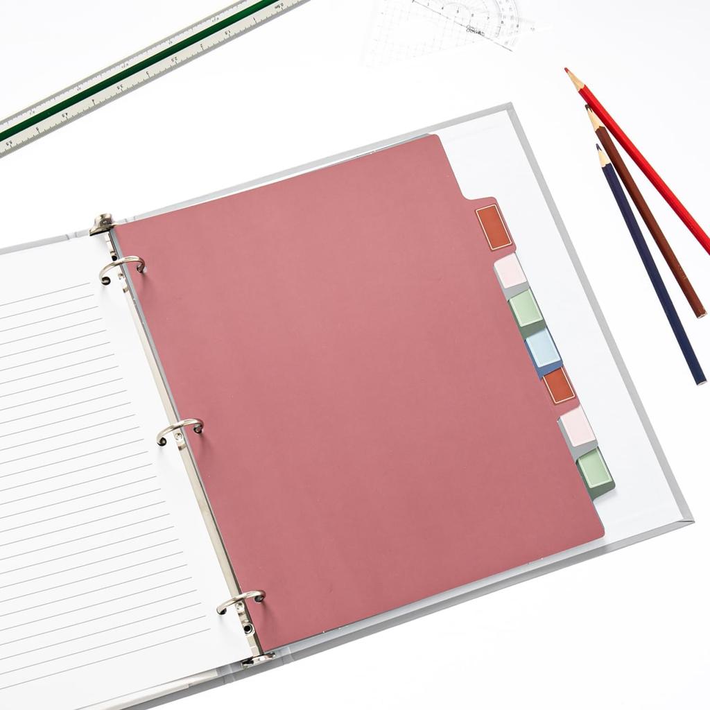 Y YOMA Colored 3 Ring Binder Dividers with Tabs Letter Size Paper Binder Tabs Page Dividers Cute Decorative Binder Index Dividers for Office School