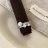 Zircon Pearl Metal Open Ring Women'S Niche Design Sense Personality Light Luxury Versatile Temperament Fashion Ring Ring