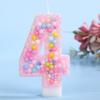 Colorful Ocean Bead Birthday Number Candle - Pink Edge Cake Decoration