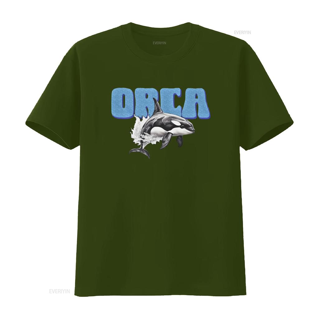 Orca Heavy Cotton T Shirt Killer Whale Design for Sea Lovers Vintage Washed Fashion Casual Versatile Stylish Soft Unisex