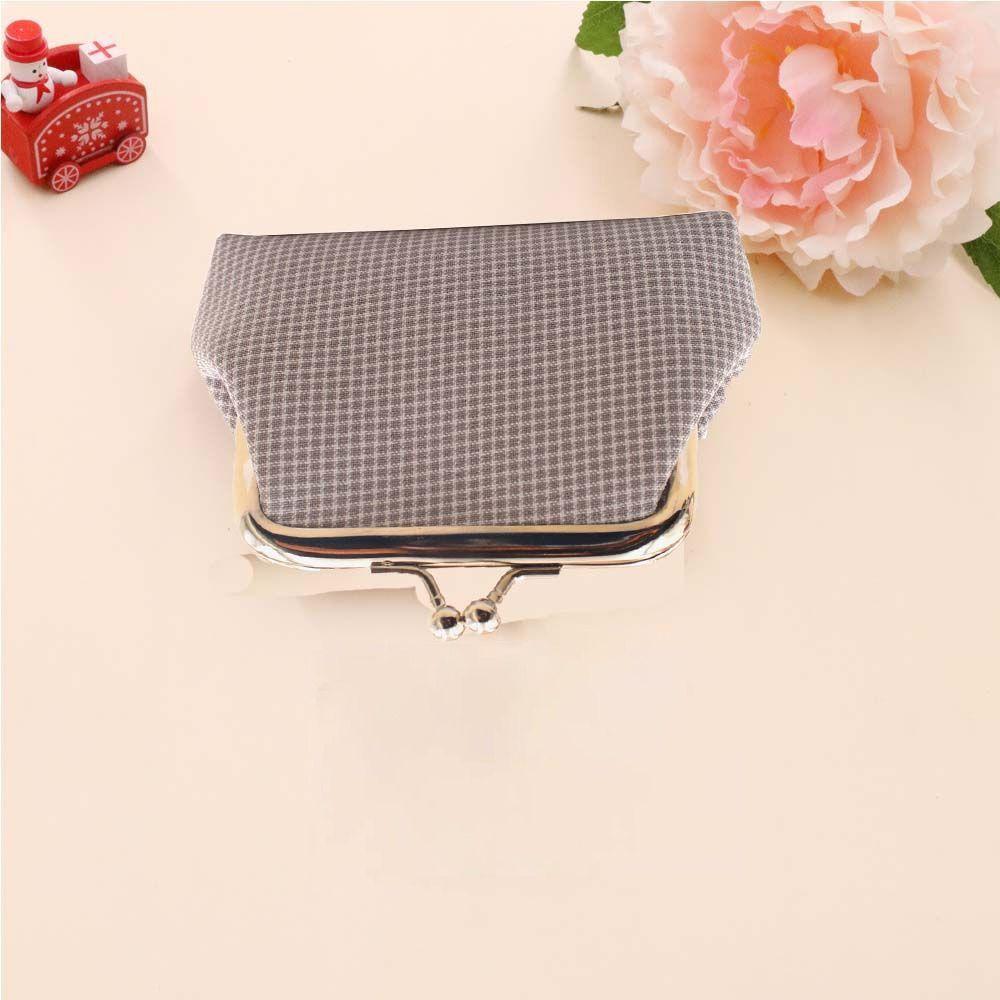 Cotton Handbag Girls Handmade  Pouch Retro Wallet Plaid Coin Purse Card Holder Buckle Small Purse