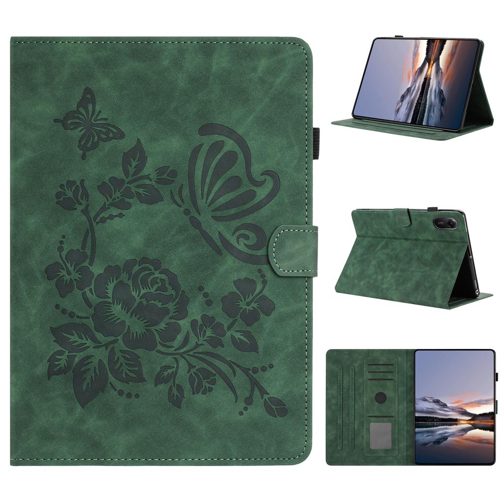For Xiaomi Redmi Pad 2 Case Card Holder Stand Butterfly Floral Imprinted Leather Tablet Cover