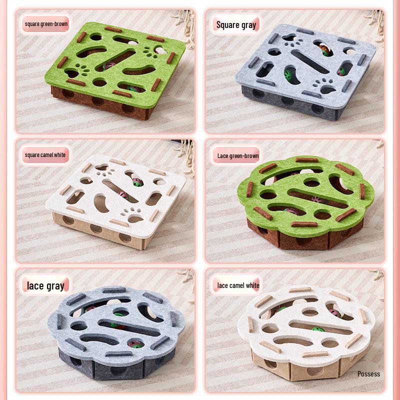 Cat Maze Toy: Educational Self-Entertainment Box with Teaser Bell Ball for Kittens and Young Cats