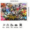 2D Urban Graffiti Art Tapestry, Abstract Colorful Wall Hanging