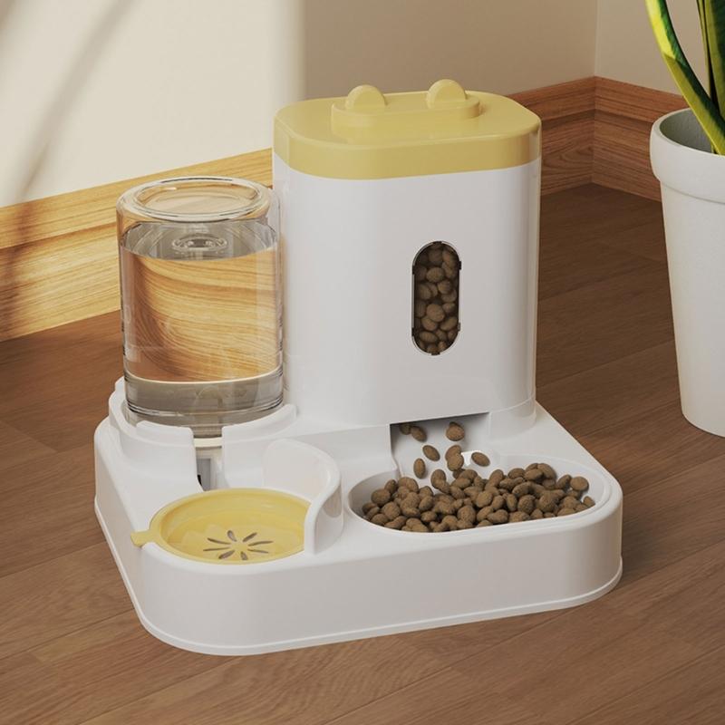 2 in 1 Practical Dog Water Food Bowl Water Dispenser for Pet Cats Lovely Dog Feeder Large Capacity Food Container Bowl