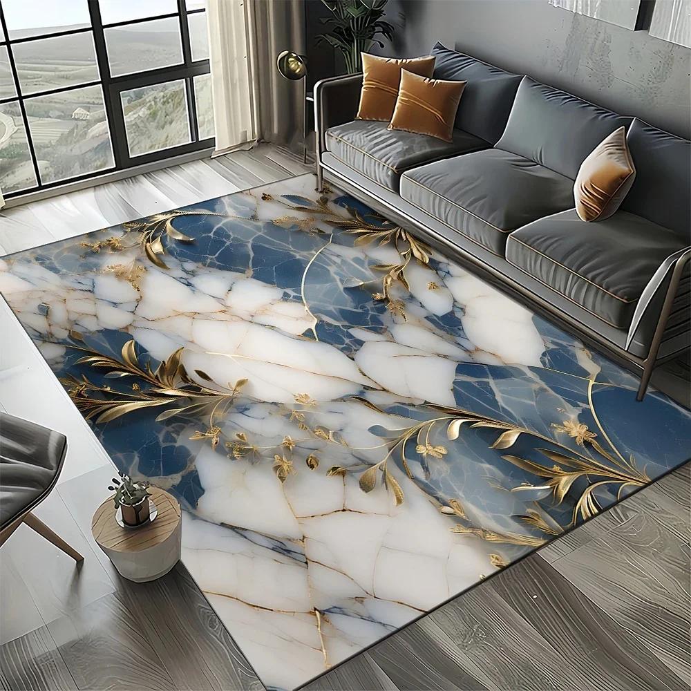 2025 New Style Black White Gold Marble Fashion 3D Carpet Rug for Living Room Bedroom Home Sofa Decoration,Kid Non-slip Floor Mat