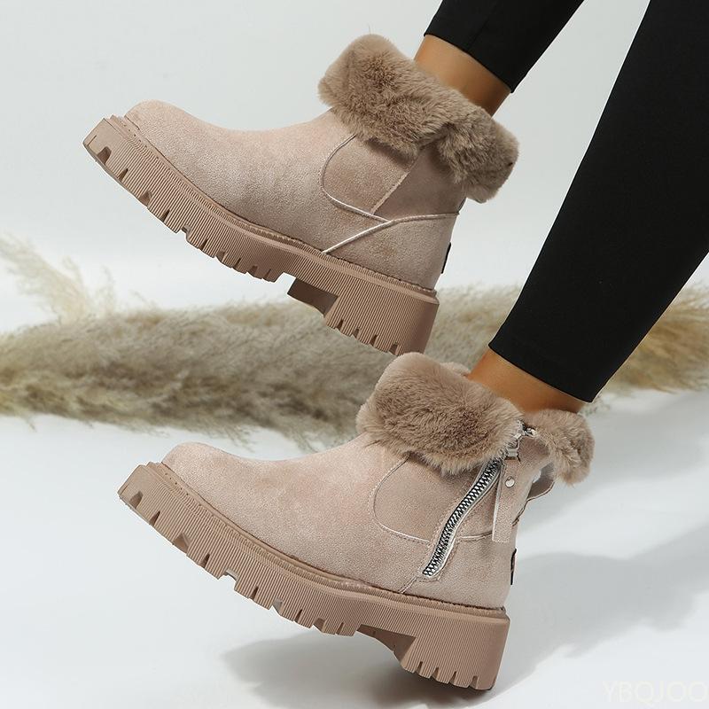 Women's Winter New Mid Tube Thick Warm Cotton Shoes Versatile Simple Comfortable Anti Slip Wear Resistant Women's Boots
