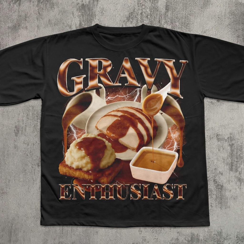 Gravy Enthusiast Vintage Graphic T-shirt, Food Shirt, Unhinged Clothes, Gift for Her Him, Meme Shirts, Silly Tee, Weird Tees