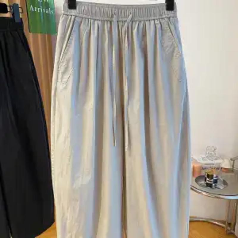 Korean Style Drawstring Elastic Waist Quick Dry Casual Women Summer Pear Shape Versatile Wide Leg Pants