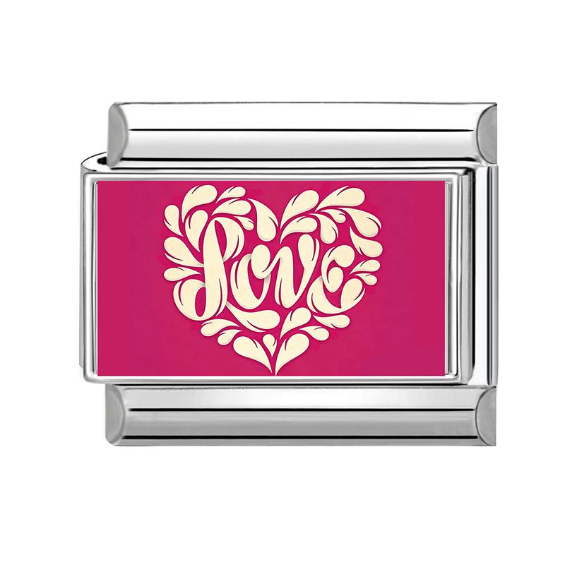 New Romantic Valentine's Love Series Pink Heart Italian Charm Links Fit 9mm Stainless Steel Bracelet DIY Making Jewelry Gift