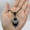 Dark Gothic Time Gem Bat Pendant Necklace - Unisex Halloween Jewelry