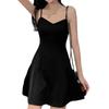 Black Sexy Pure Desire Wind Suspender Dress Women's Summer New Small Slim Hepburn Style a Word Short Skirt