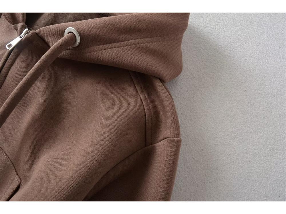 YPFF Trendy Women's Hooded Sweatshirt: Casual Double Zipper Long Sleeve Cardigan for Autumn and Winter