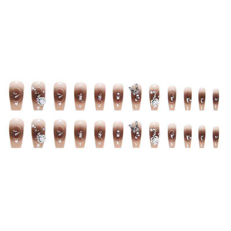 Dark White Medium Ballet Nail Crystal Butterfly Camellia High-Quality Wearing Nail Diamond Nail Art Piece