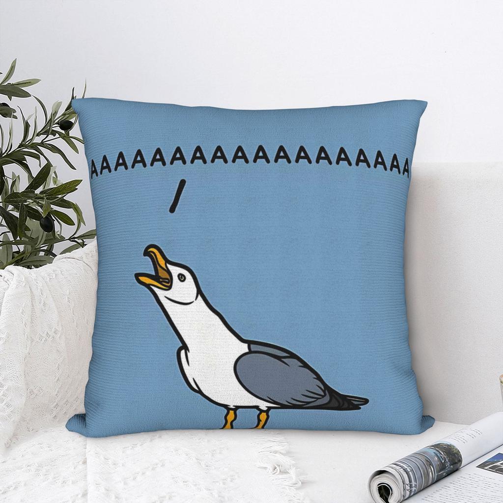 Lustige schreiende Möwe Kissenbezug, AAAAA Meme Kissenbezug, Cartoon Vogel Kunst Dekor für Wohnzimmer Schlafzimmer Sofa