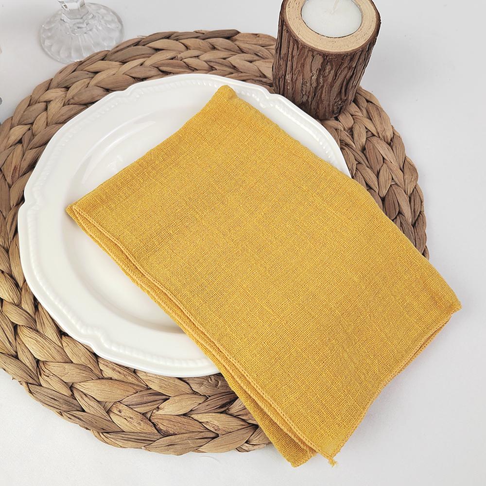 40x40cm Raw Fringed Trim Cloth Napkins Cotton Fabric Soft Reusable Retro Burrs Tea Towel Rustic Wedding Parties Decor