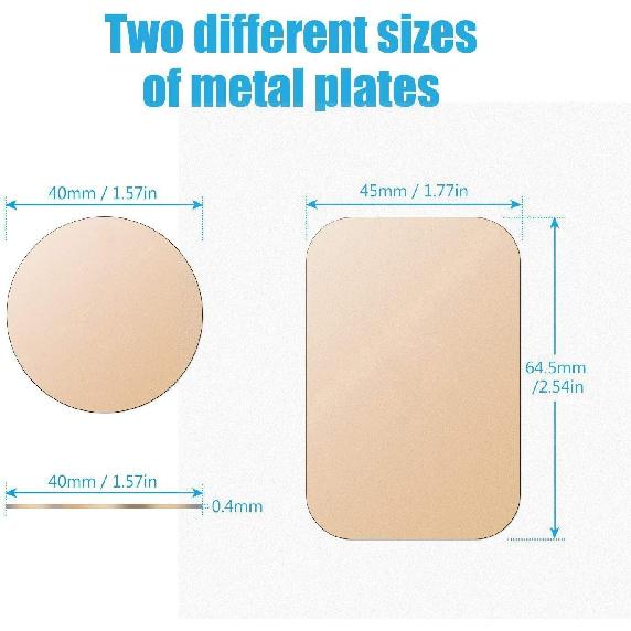 Mount Metal Plate with Adhesive for Magnetic Cradle-Less Mount -X4 Pack 2 Rectangle and 2 Round (Compatible with WixGear mounts) (Gold)