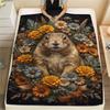 1PC Groundhog  Print FlAannel Blanket, High Quality Comfortable for All Seasons, Home Decor, Warmth and Comfort