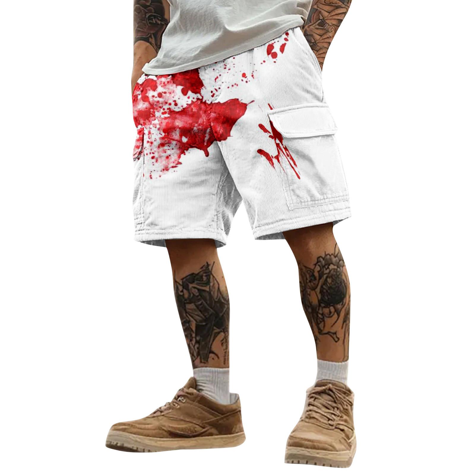 

Мужские спортивные шорты карго с принтом на Хэллоуин, свободного кроя, с несколькими карманами XL киноварь