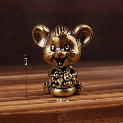 Messing Niedliches Glücksmäuschen Ornament Heim Schreibtisch Kleines Ornament Chinesisch Retro Massiv Handwerk Dekoration