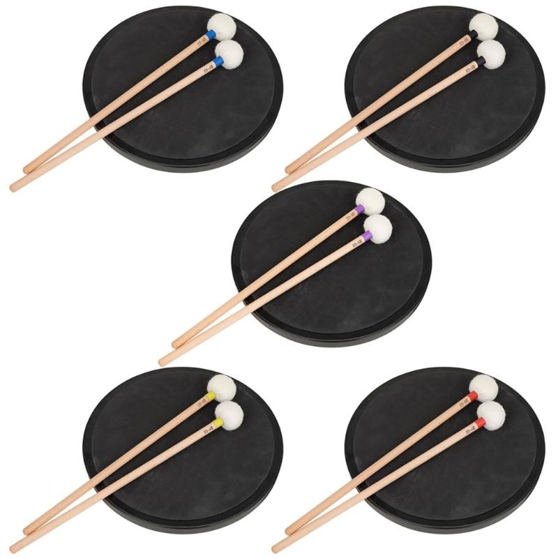 1 Pair Felt Head Timpani Mallet Drumstick Wood Handle Percussion Band Stick
