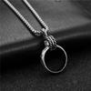 New Carved Double-ring Pendant Stainless Steel Necklace Ring Street Retro Personality Party Necklace Unisex