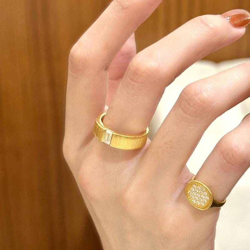 Classic brushed diamond studded crystal rings for women new in antique gold crafts silk ribbon ring couple party