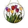 2D Flat Plants Flowers Round Acrylic Decoration Sign, Tulip, Home Decor Plaque Hanging Wall Art Decorative Garden Decoration for Room Door Signs Hangi