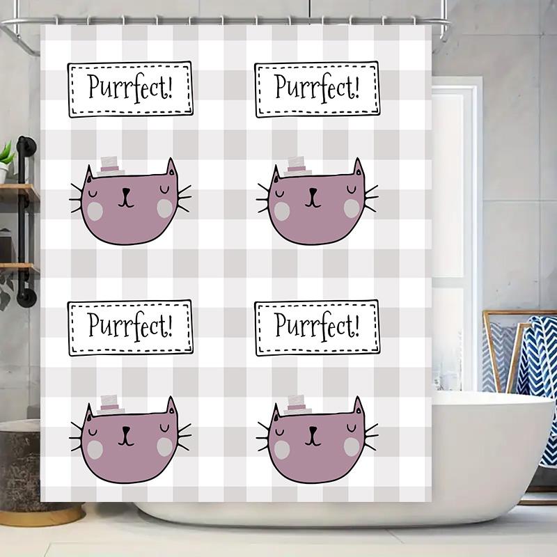Cute Cat Shower Curtain with Purrfect Design Ideal for Pet Lovers Home Decor Item 90x180cm