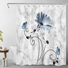 Pink Flowers Vintage Daisy Floral Butterfly Shower Curtains Abstract Farmhouse Decorative Bath Curtain Washable Bathroom Decor