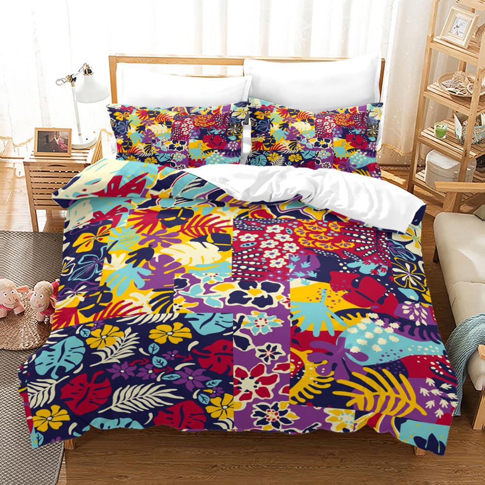 Home Textile Splicing Quilt Cover Digital Printing Three-Piece Set 3D