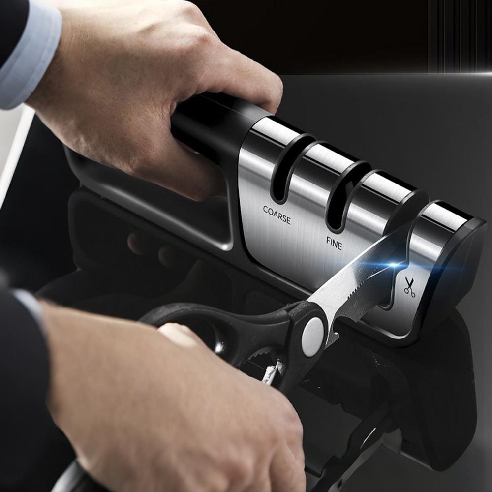 Kitchen Cutter Sharpener 3-Stage Manual Scissor Sharpener Professional Accessories for Chefs and Beginners Kitchen Tool