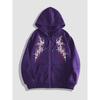 Men's Avant-garde Black Hooded Jacket with Complex Dark Graffiti and Thorn Print - Casual Zipper Cardigan for Autumn and Winter