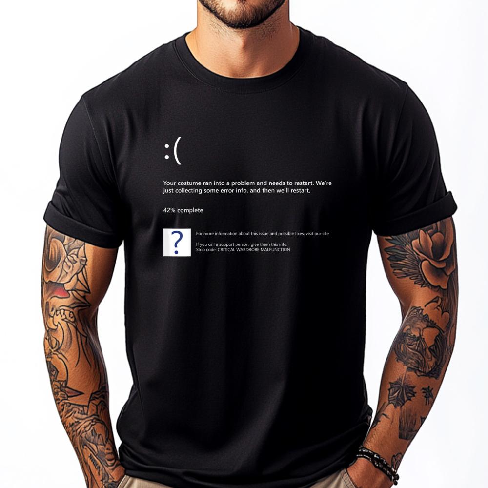 Blue Screen Of Death Bsod Quick Lazy Group Costume Fall Clothes Aesthetic Fashionable and Trendy Tshirt
