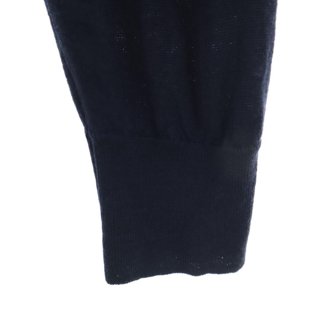 JOHN SMEDLEY Britische Wolle Langarm V-Ausschnitt Pullover L Marineblau Gestrickt Damen Gebraucht