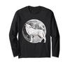 Wolf Motif Predator Wolf Pack Full Moon Design Long Sleeve T-shirt