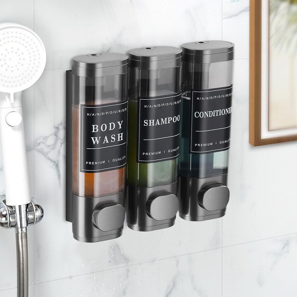 Shampoo and Conditioner Dispenser 3 Chamber Shower Soap Dispenser Wall-Mounted Shower Dispenser for Bathroom Kitchen Hotel