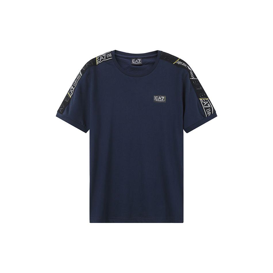 Emporio Armani Zomer 2023 EA7 Serie Letterlogo Applicatie Ronde Hals Pullover Korte Mouw T-shirt Heren Tops Marineblauw 3RPT06-PJ02Z-1554 M