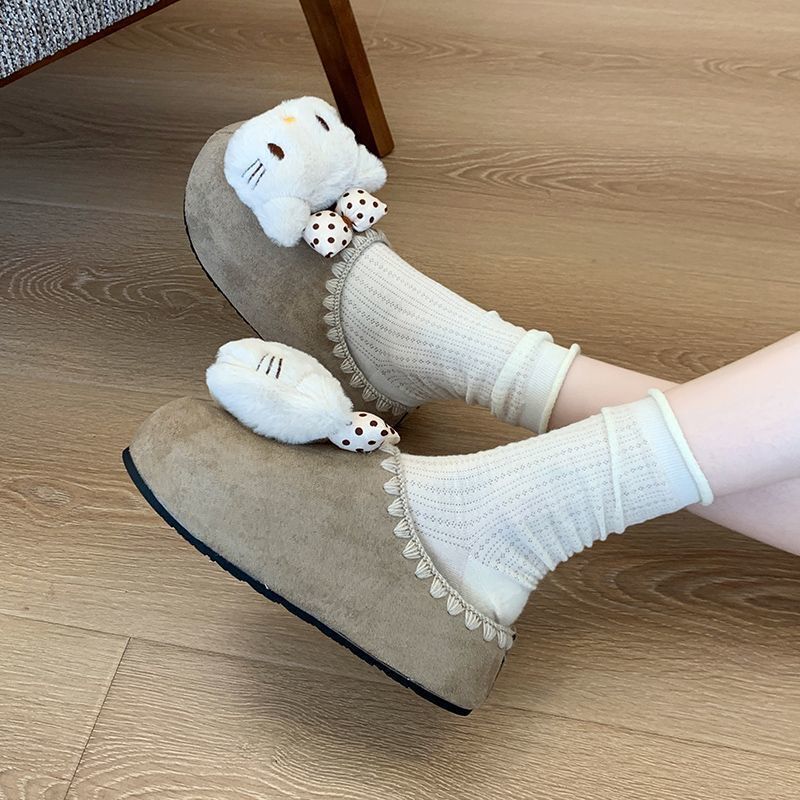 Cute Cartoon Kitten Bag Head Half Slippers Women's Outer Wear 2025 Spring and Summer New Niche Flat Bottom Round Head Slippers Women