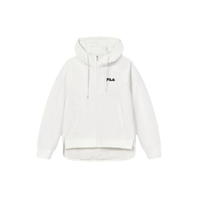 Fila Jednobarevná ležérní pletená bunda s kapucí Dámské bundy Cloud-Mushroom-White F11W418502F-WT