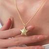 Trendy Rhinestone Star Pendant Necklace Gold Silver Color Non-fading Women Jewelry for Family Gathering Party Wear