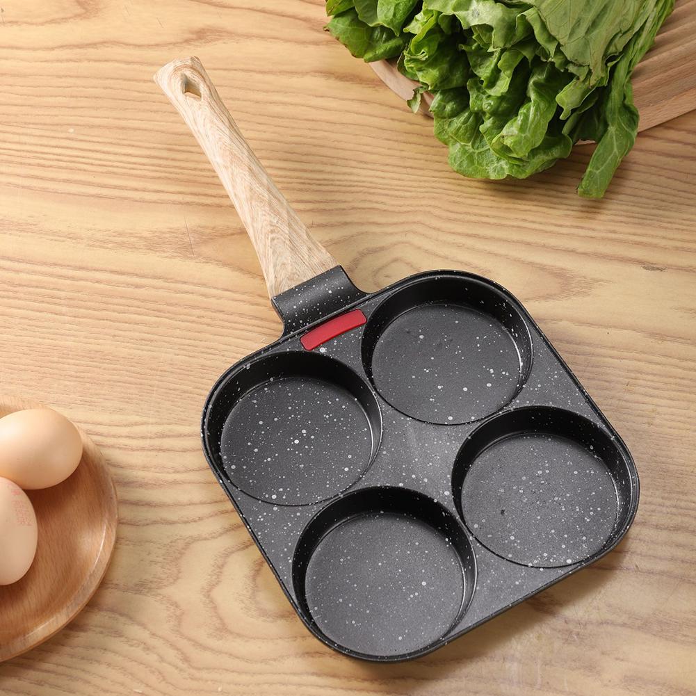 Four Hole Thicken Nonstick Egg Omelette Grilled Steak Cooking Pan Hamburger Bread Breakfast Maker Induction Cookware Omelet Pan