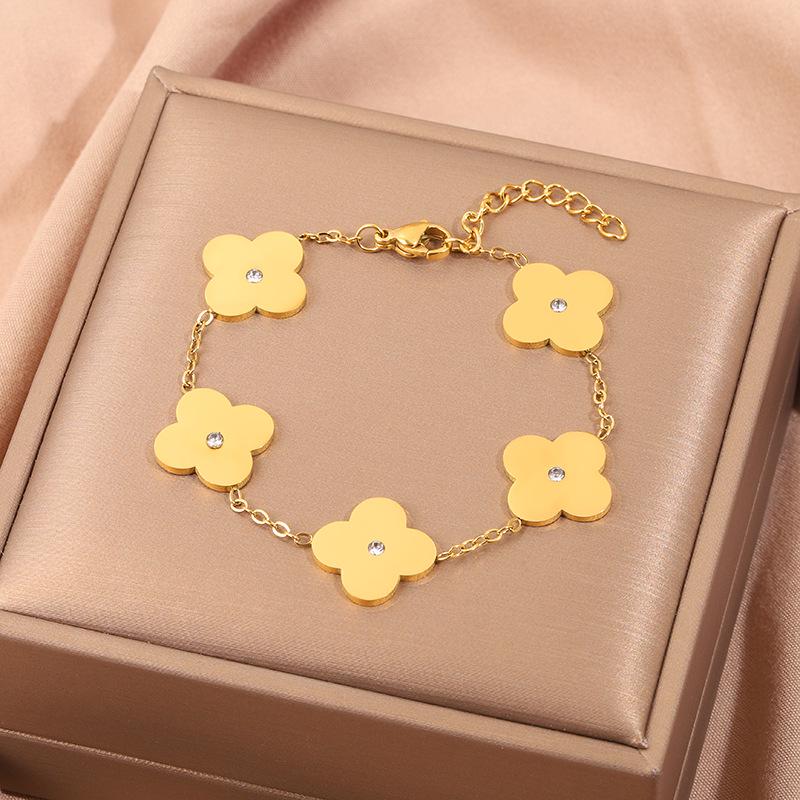 Korean Fashion Titanium Steel Diamond Inlaid Women's Luxury Bracelet